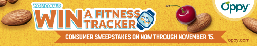 You could win a fitness tracker - Consumer sweepstakes on now through November 15 - Oppy