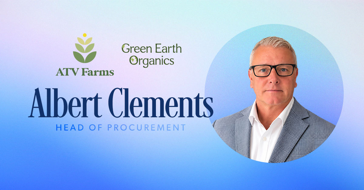 ATV Farms and Green Earth Organics Name Albert Clements Head of Procurement; Travis Agresti Shares