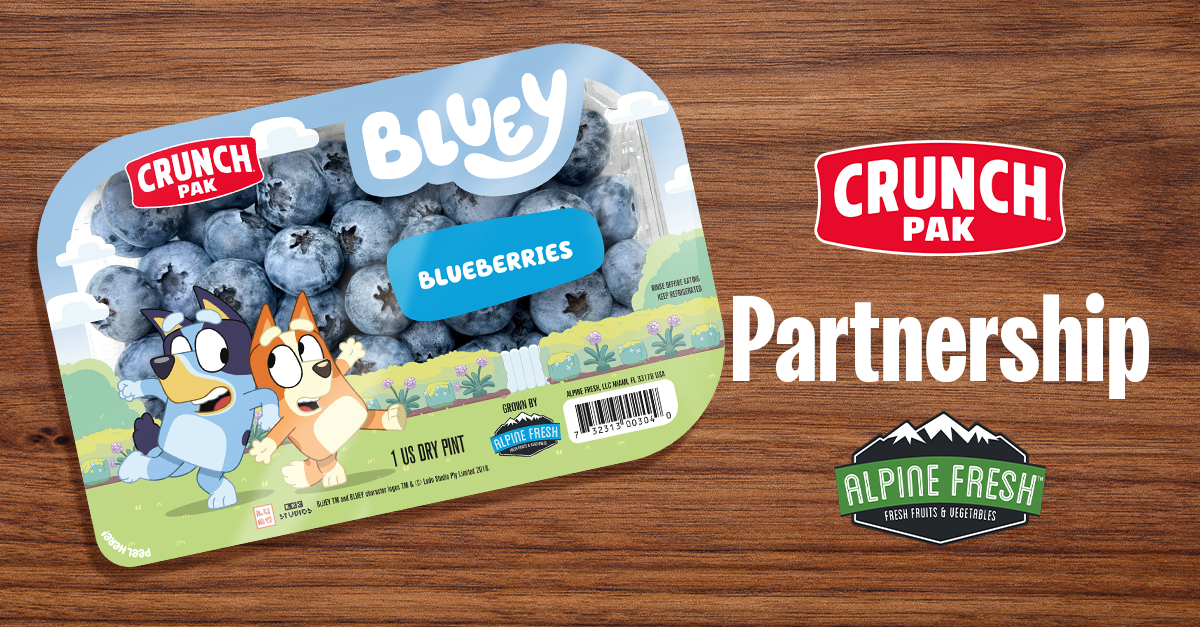 Crunch Pak and Alpine Fresh Partner to Bring Bluey™ Branded Blueberries to the Produce Aisle; Jay Zimmerman and Ashley Yager Comment