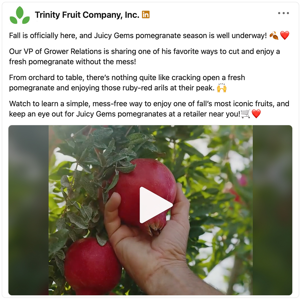 Get social with Trinity Fruit Company | September 30, 2026 10:30 AM