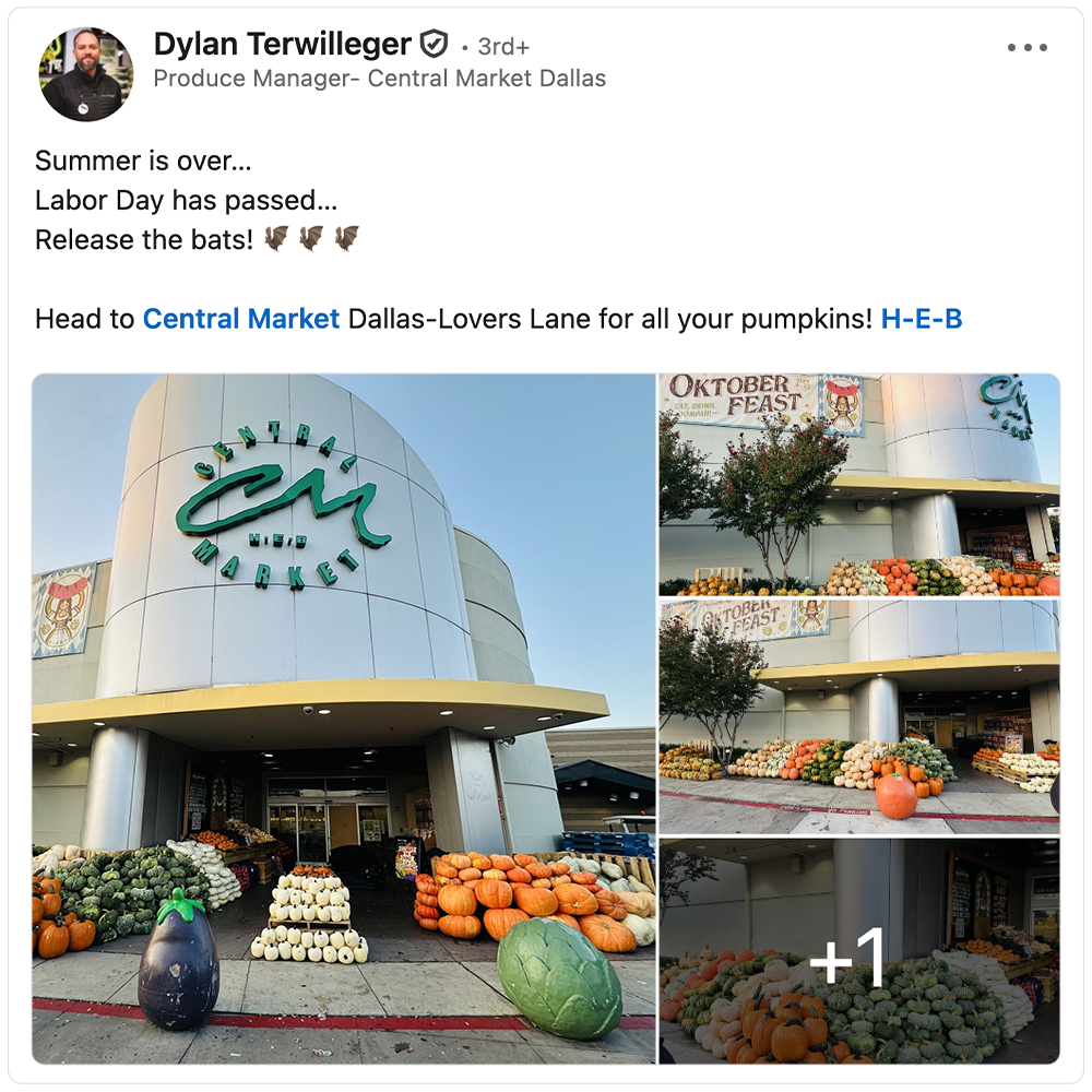 Get social with Central Market | September 14, 2026 5:00 AM