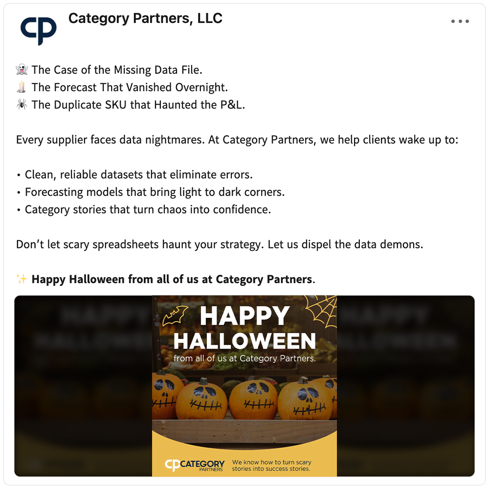 Get social with Category Partners | October 30, 2025 5:00 AM