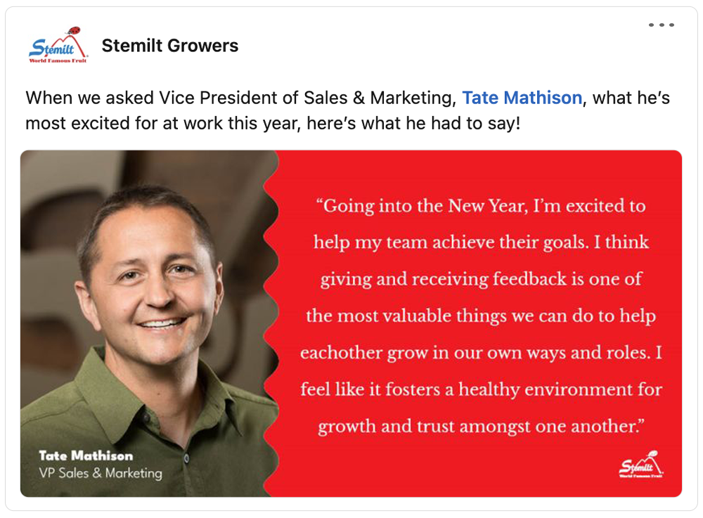 Get social with Stemilt | January 29, 2025 5:00 AM