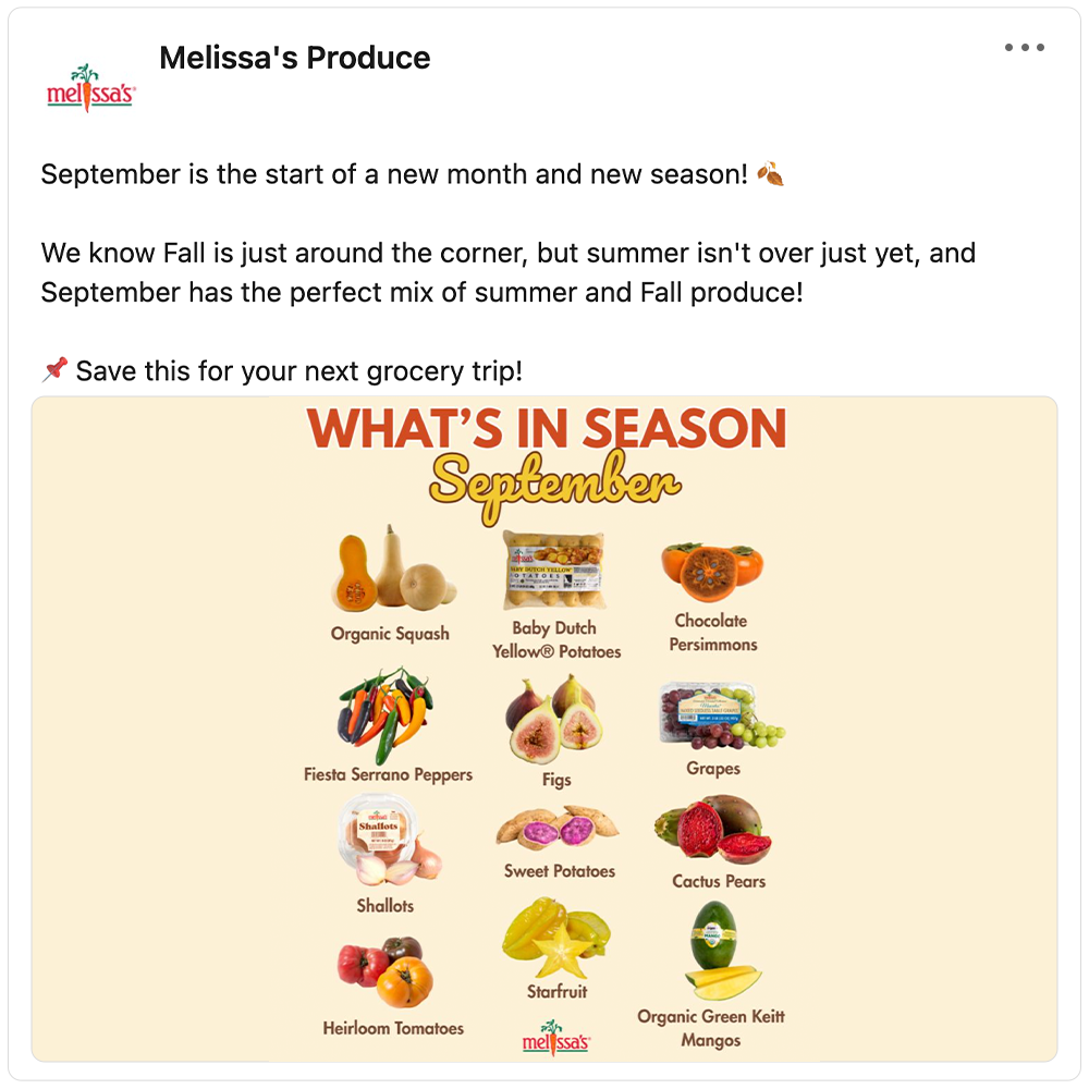 Get social with  Melissa's Produce | September 11, 2026 10:30 AM