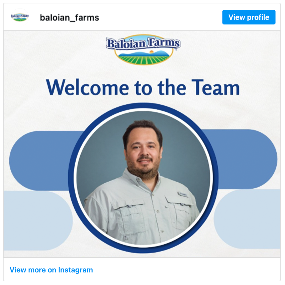 Get social with Baloian Farms | August 14, 2026 10:30 AM