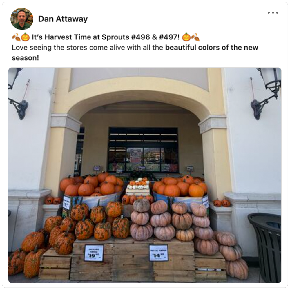 Get social with Sprout's Farmers Market | October 20, 2026 10:30 AM