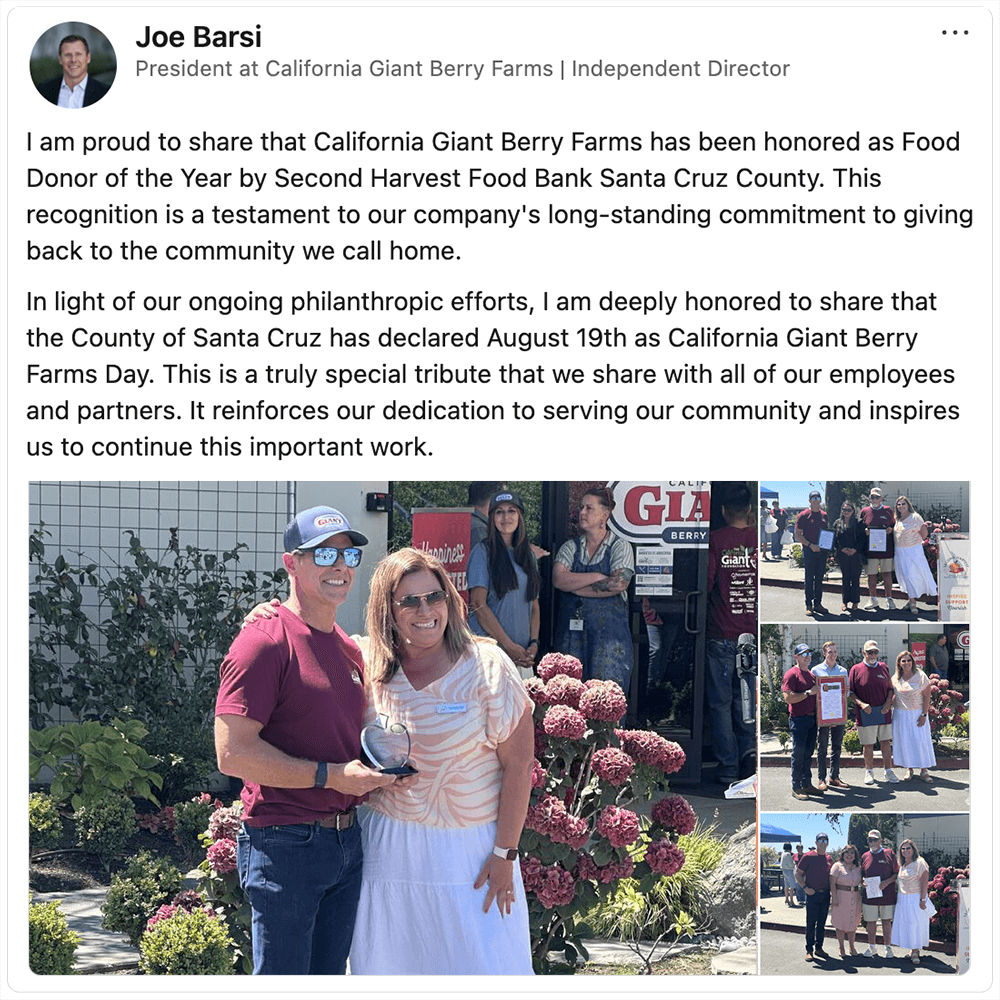 Get social with California Giant Berry Farms | August 27, 2025 10:30 AM