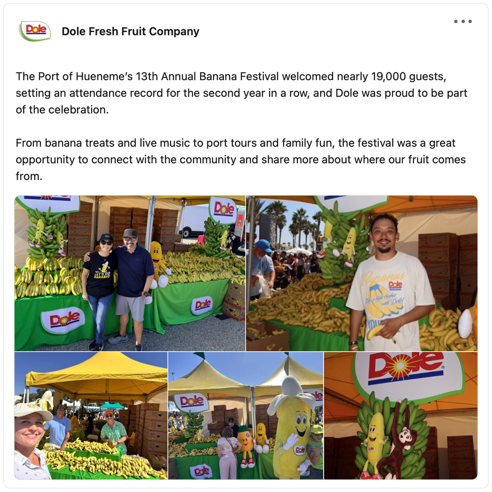 Get social with Dole Food Company | October 12, 2026 5:00 AM