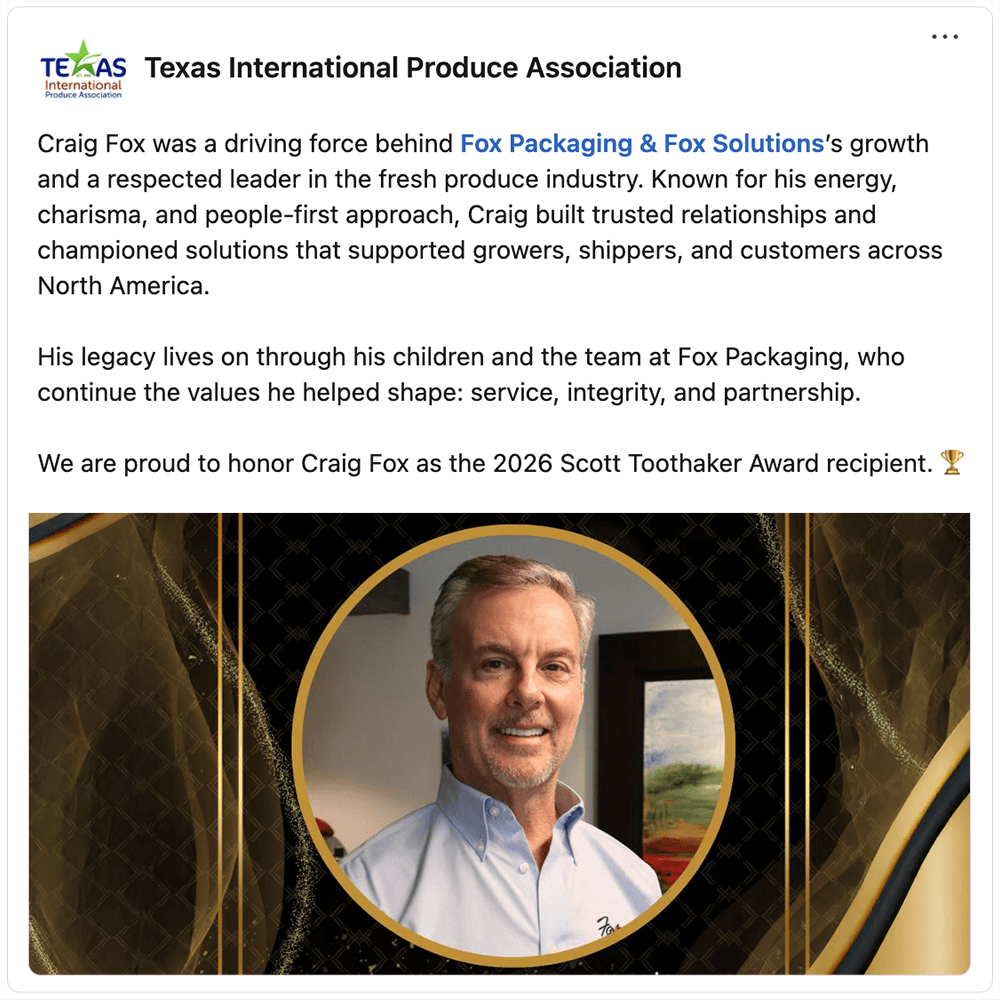 Get social with Texas International Produce Association | January 20, 2026 10:30 AM