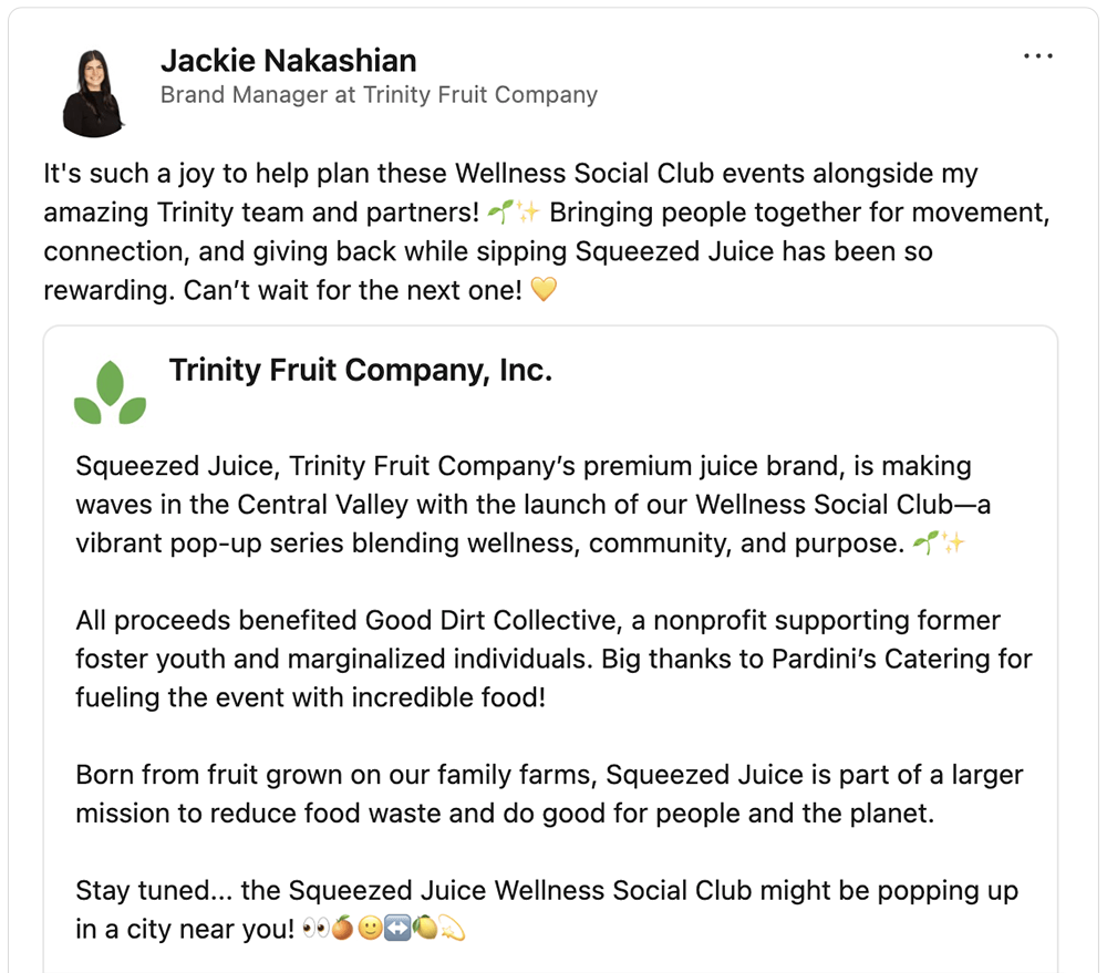 Get social with Trinity Fruit Company | September 1, 2025 10:30 AM