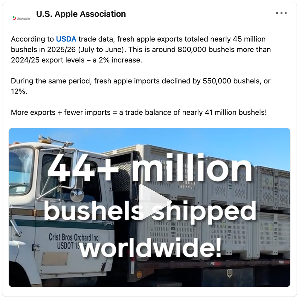 Get social with U.S. Apple Association | October 15, 2026 5:00 AM