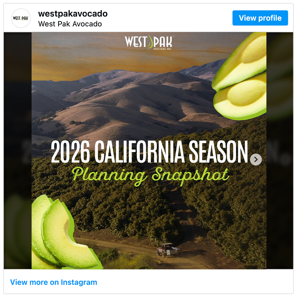 Get social with West Pak Avocado | April 23, 2026 10:30 AM