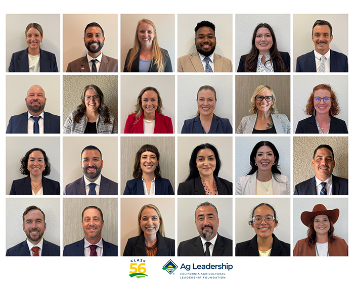 The California Agricultural Leadership Foundation (CALF) has selected Class 56 of the California Agricultural Leadership Program (CALP), bringing together 24 individuals from across California agriculture for the foundation’s signature 17-month leadership development experience