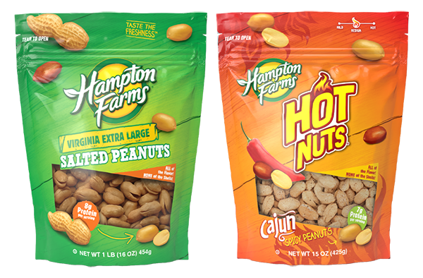 The company is launching Salted Virginia Peanuts and Cajun Flavored Virginia Peanuts—premium, shelled Virginia Extra Large peanuts in a resealable pouch
