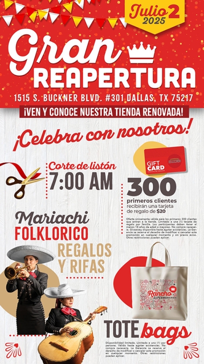 Heritage Grocers Group is excited to announce that its Texas-based banner, El Rancho Supermercado will celebrate a grand reopening