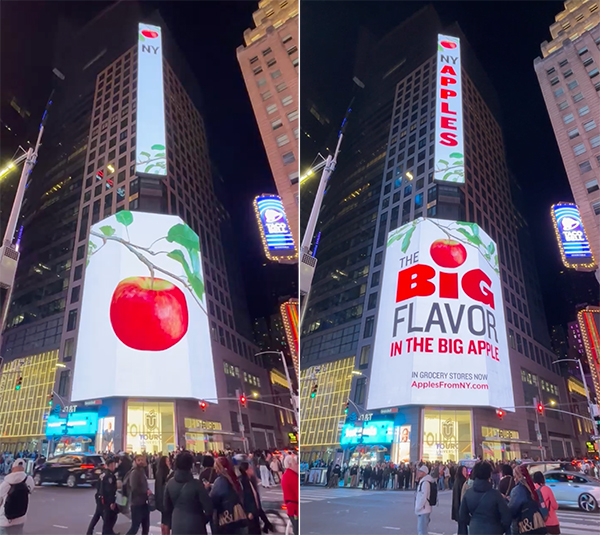 The New York Apple Association’s The Big Flavor in the Big Apple campaign is making a bold statement with a 22-story digital billboard in Times Square